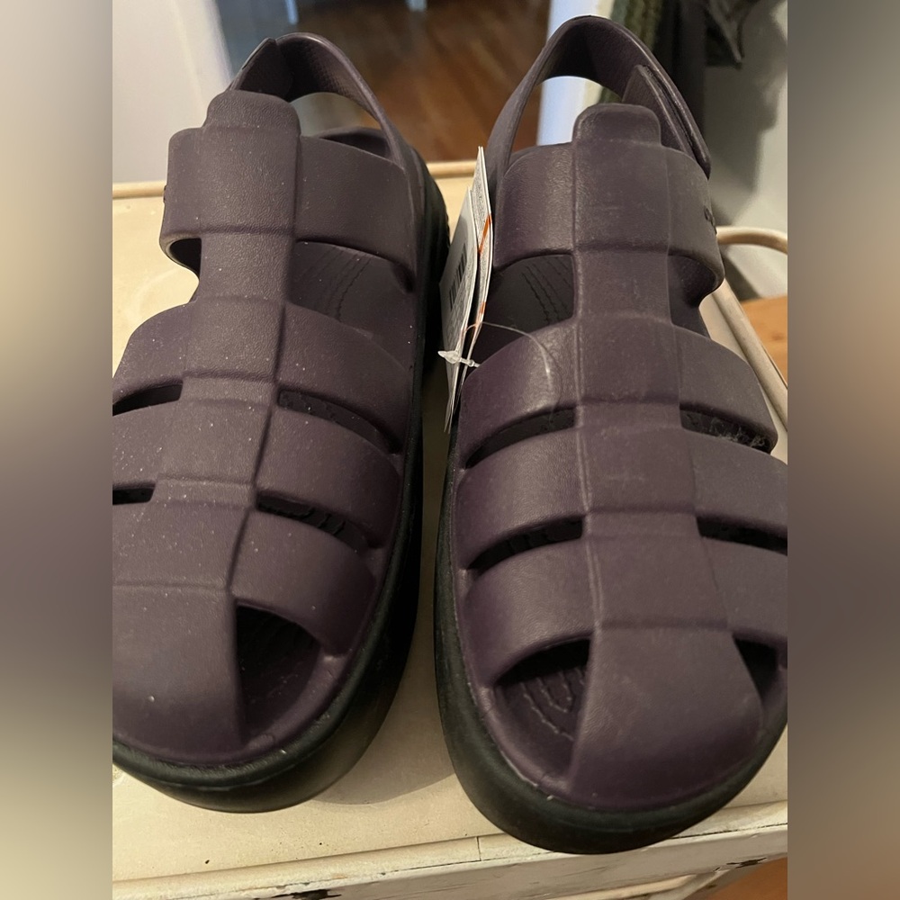 Purple Croc Stomp Fisherman Sandals
